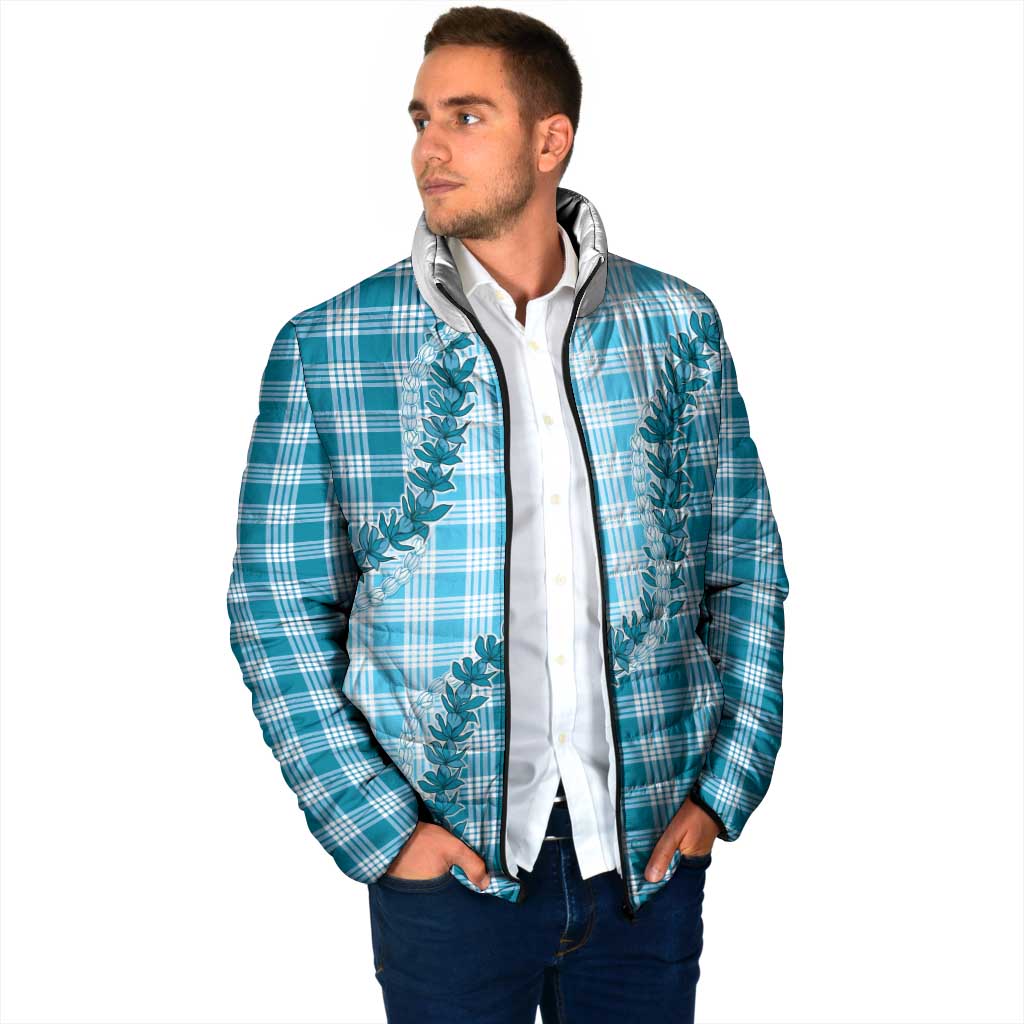 Blue Hawaii Palaka Padded Jacket Hawaiian Pikake Lei