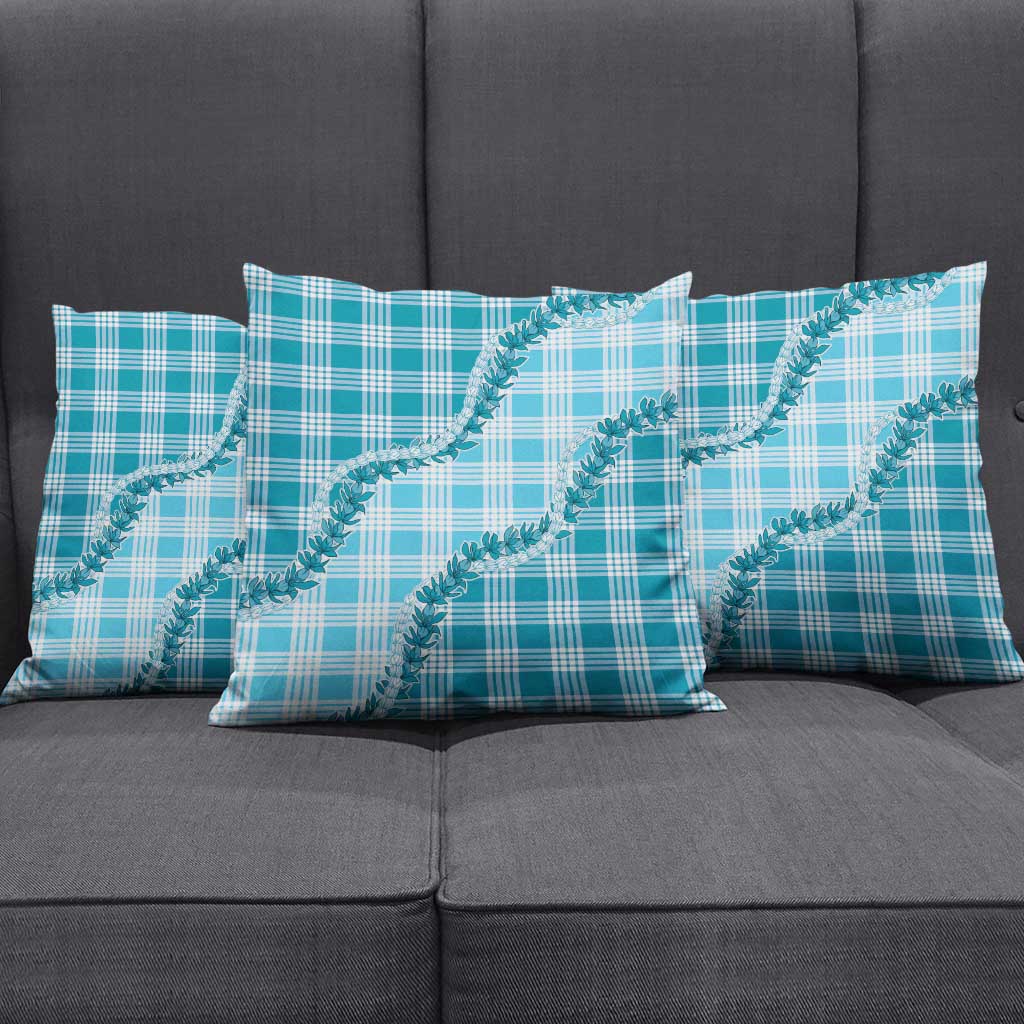 Blue Hawaii Palaka Pillow Cover Hawaiian Pikake Lei