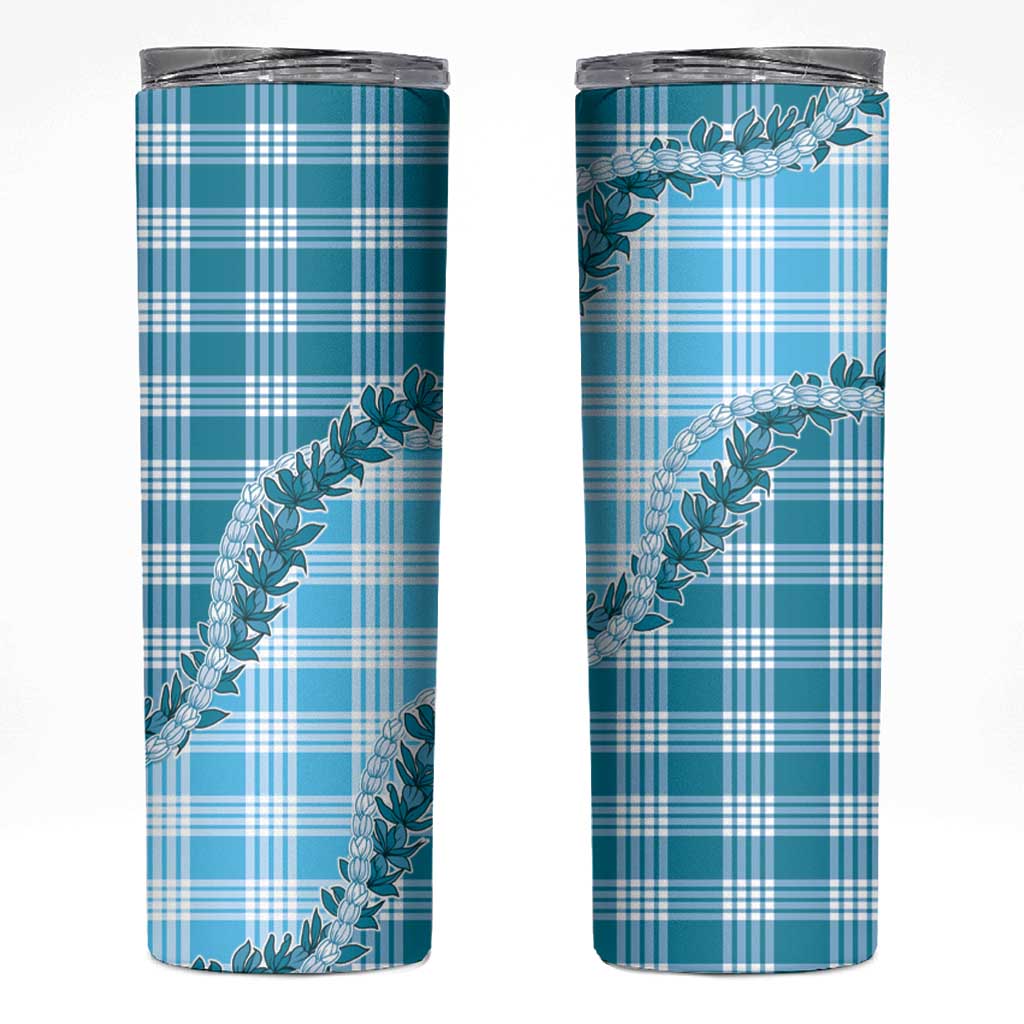 Blue Hawaii Palaka Skinny Tumbler Hawaiian Pikake Lei
