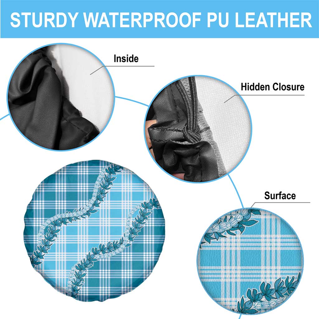 Blue Hawaii Palaka Spare Tire Cover Hawaiian Pikake Lei