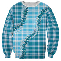Blue Hawaii Palaka Sweatshirt Hawaiian Pikake Lei
