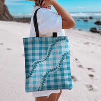 Blue Hawaii Palaka Tote Bag Hawaiian Pikake Lei