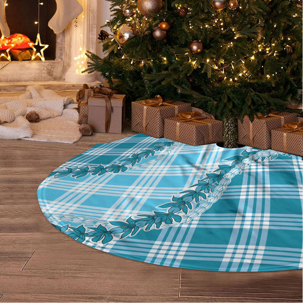 Blue Hawaii Palaka Tree Skirt Hawaiian Pikake Lei LT05 - Polynesian Pride
