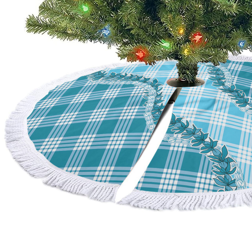 Blue Hawaii Palaka Tree Skirt Hawaiian Pikake Lei LT05 - Polynesian Pride