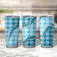 Blue Hawaii Palaka Tumbler Cup Hawaiian Pikake Lei