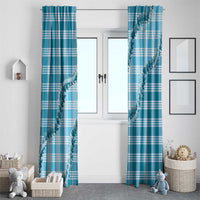 Blue Hawaii Palaka Window Curtain Hawaiian Pikake Lei