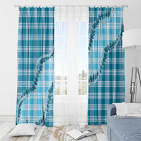 Blue Hawaii Palaka Window Curtain Hawaiian Pikake Lei