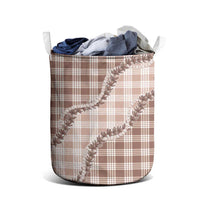 Beige Hawaii Palaka Laundry Basket Hawaiian Pikake Lei