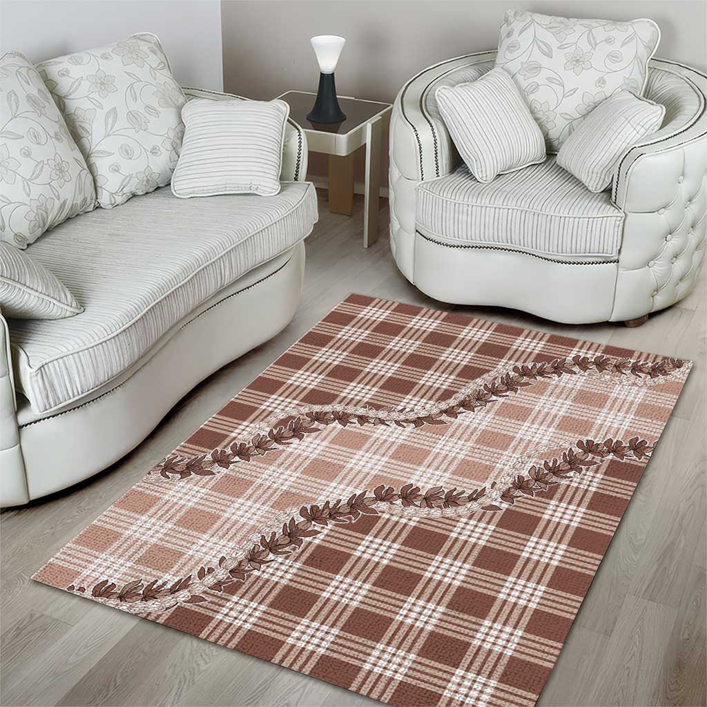 Beige Hawaii Palaka Area Rug Hawaiian Pikake Lei
