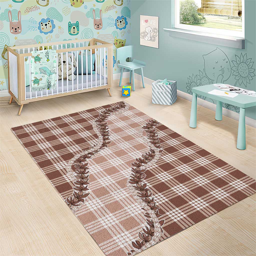 Beige Hawaii Palaka Area Rug Hawaiian Pikake Lei