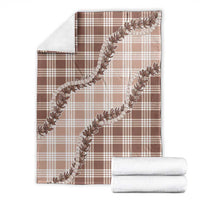 Beige Hawaii Palaka Blanket Hawaiian Pikake Lei