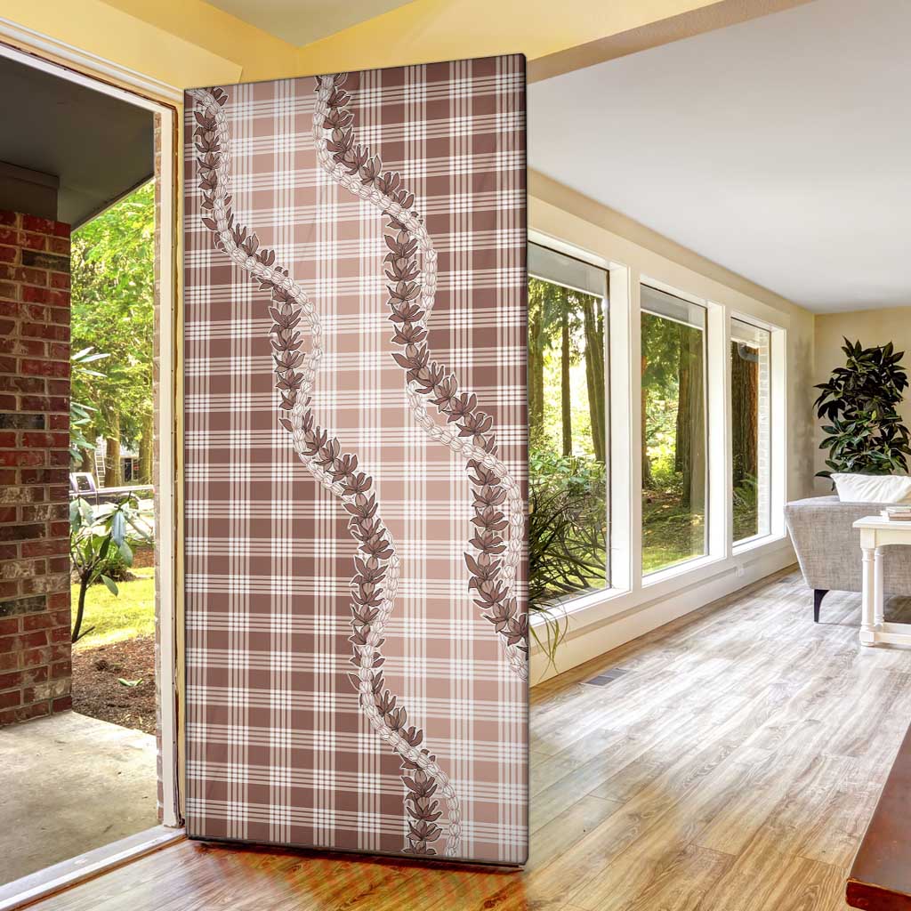 Beige Hawaii Palaka Door Cover Hawaiian Pikake Lei