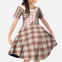 Beige Hawaii Palaka Family Matching Long Sleeve Bodycon Dress and Hawaiian Shirt Hawaiian Pikake Lei LT05 Daughter's Dress Beige - Polynesian Pride