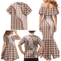 Beige Hawaii Palaka Family Matching Mermaid Dress and Hawaiian Shirt Hawaiian Pikake Lei LT05 - Polynesian Pride
