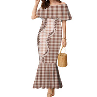 Beige Hawaii Palaka Family Matching Mermaid Dress and Hawaiian Shirt Hawaiian Pikake Lei LT05 Mom's Dress Beige - Polynesian Pride