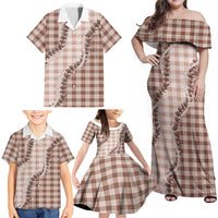 Beige Hawaii Palaka Family Matching Off Shoulder Maxi Dress and Hawaiian Shirt Hawaiian Pikake Lei LT05 - Polynesian Pride