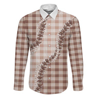Beige Hawaii Palaka Family Matching Summer Maxi Dress and Hawaiian Shirt Hawaiian Pikake Lei LT05 Dad's Shirt - Long Sleeve Beige - Polynesian Pride