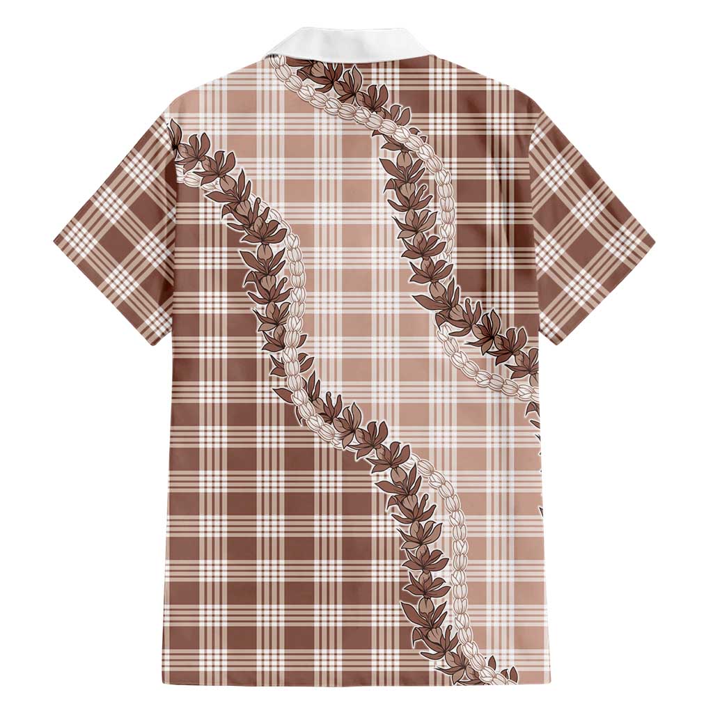 Beige Hawaii Palaka Family Matching Tank Maxi Dress and Hawaiian Shirt Hawaiian Pikake Lei LT05 - Polynesian Pride