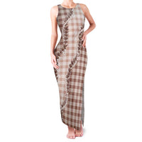 Beige Hawaii Palaka Family Matching Tank Maxi Dress and Hawaiian Shirt Hawaiian Pikake Lei LT05 Mom's Dress Beige - Polynesian Pride