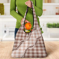Beige Hawaii Palaka Grocery Bag Hawaiian Pikake Lei