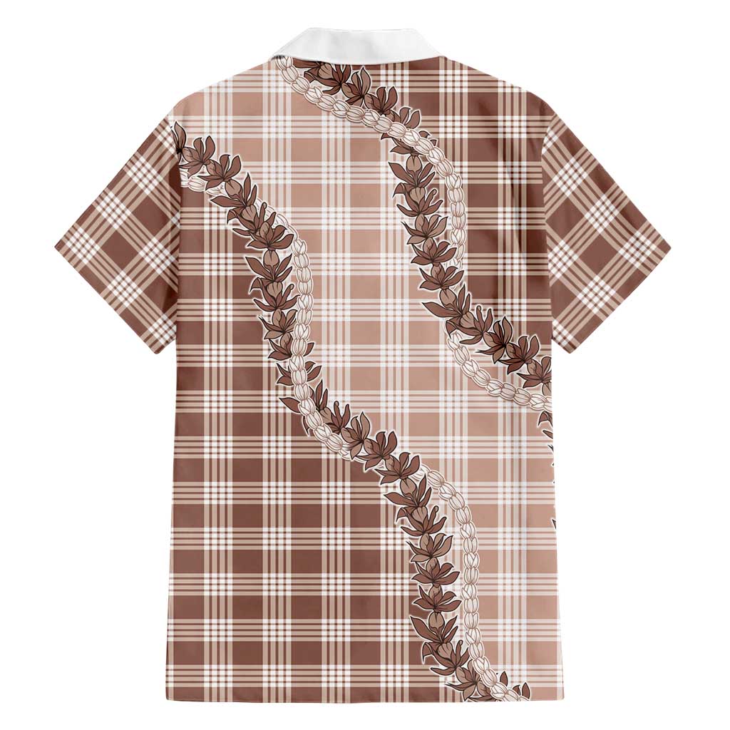 Beige Hawaii Palaka Hawaiian Shirt Hawaiian Pikake Lei