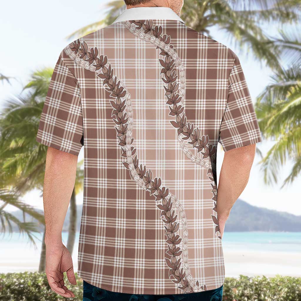 Beige Hawaii Palaka Hawaiian Shirt Hawaiian Pikake Lei