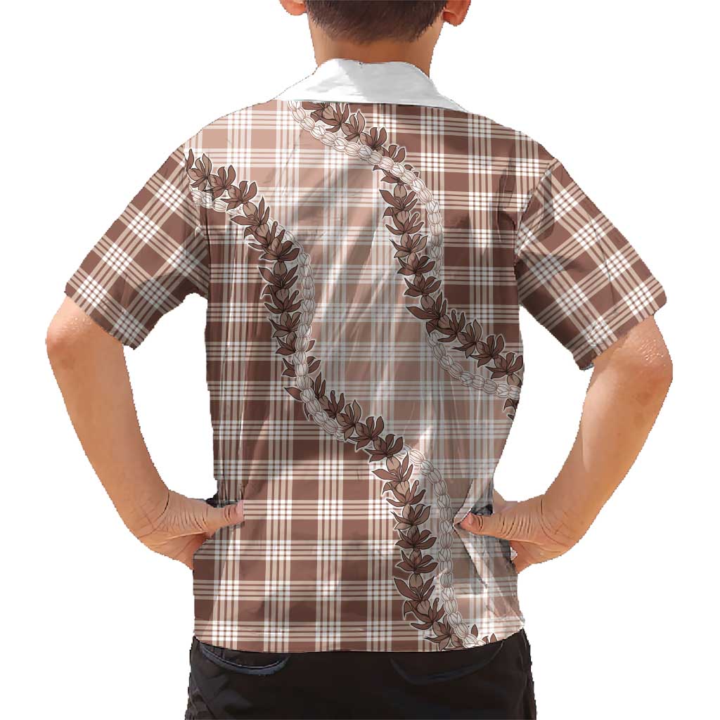 Beige Hawaii Palaka Hawaiian Shirt Hawaiian Pikake Lei