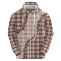 Beige Hawaii Palaka Hoodie Hawaiian Pikake Lei