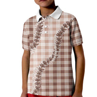 Beige Hawaii Palaka Kid Polo Shirt Hawaiian Pikake Lei