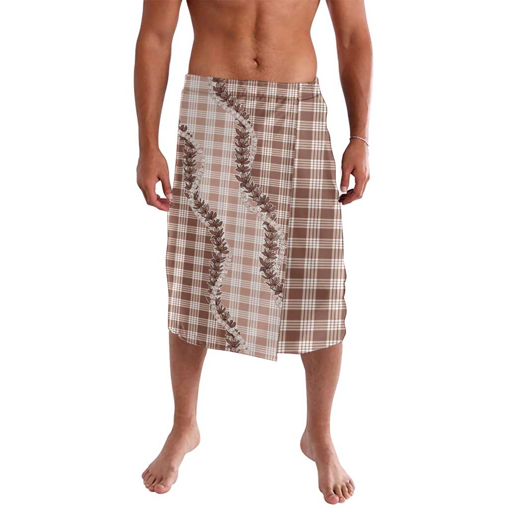 Beige Hawaii Palaka Lavalava Hawaiian Pikake Lei