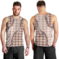 Beige Hawaii Palaka Men Tank Top Hawaiian Pikake Lei