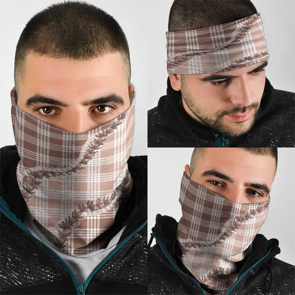 Beige Hawaii Palaka Neck Gaiter Hawaiian Pikake Lei