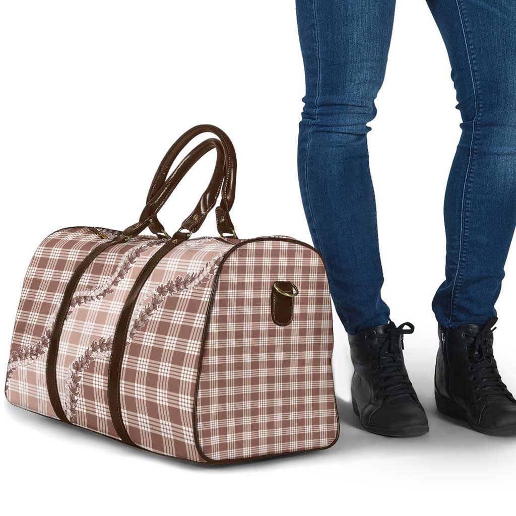 Beige Hawaii Palaka Travel Bag Hawaiian Pikake Lei