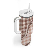 Beige Hawaii Palaka Tumbler With Handle Hawaiian Pikake Lei