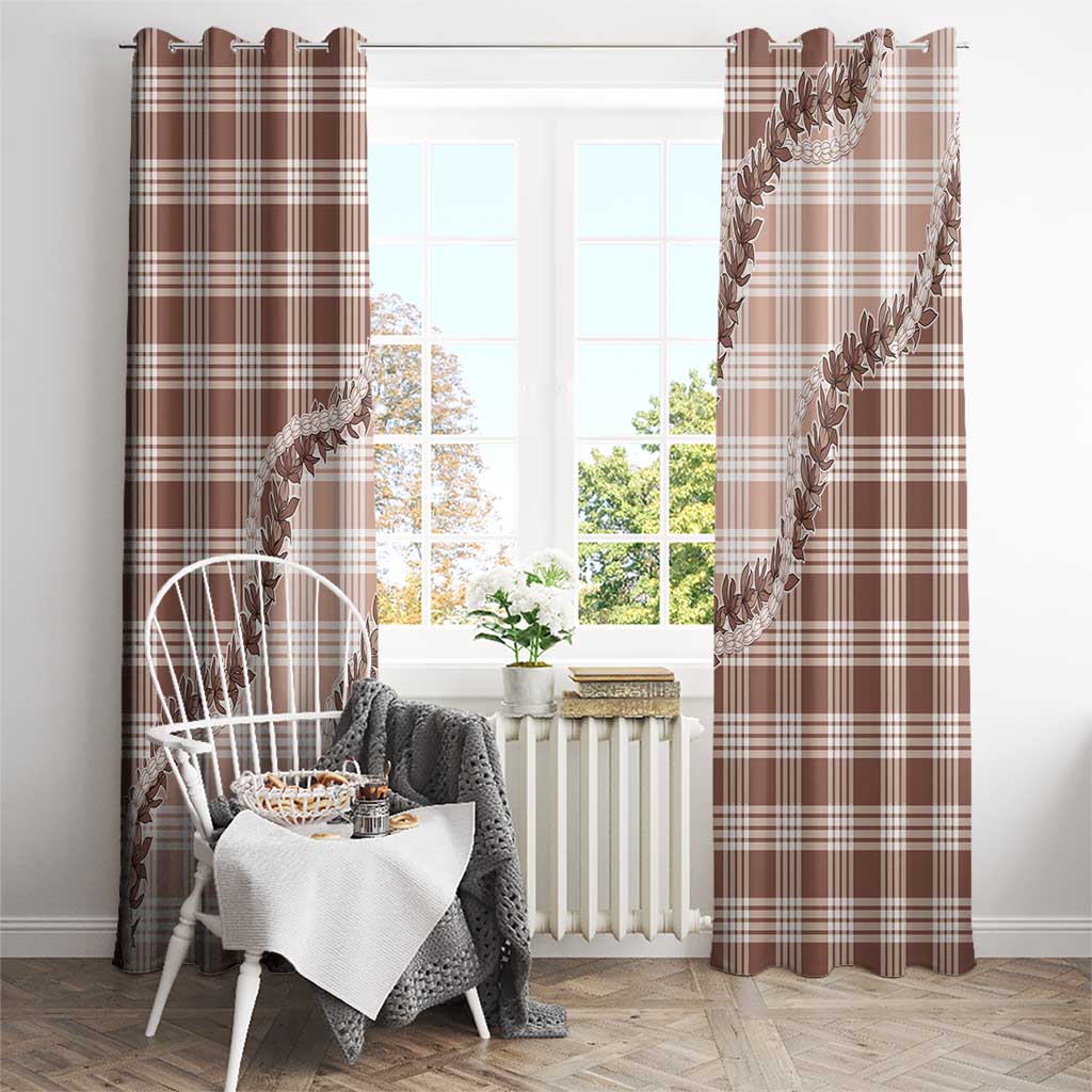 Beige Hawaii Palaka Window Curtain Hawaiian Pikake Lei