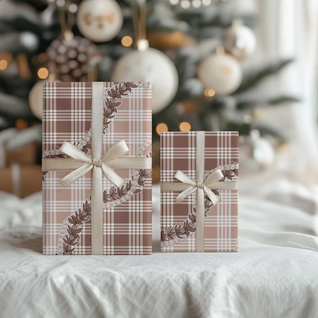 Beige Hawaii Palaka Wrapping Paper Hawaiian Pikake Lei