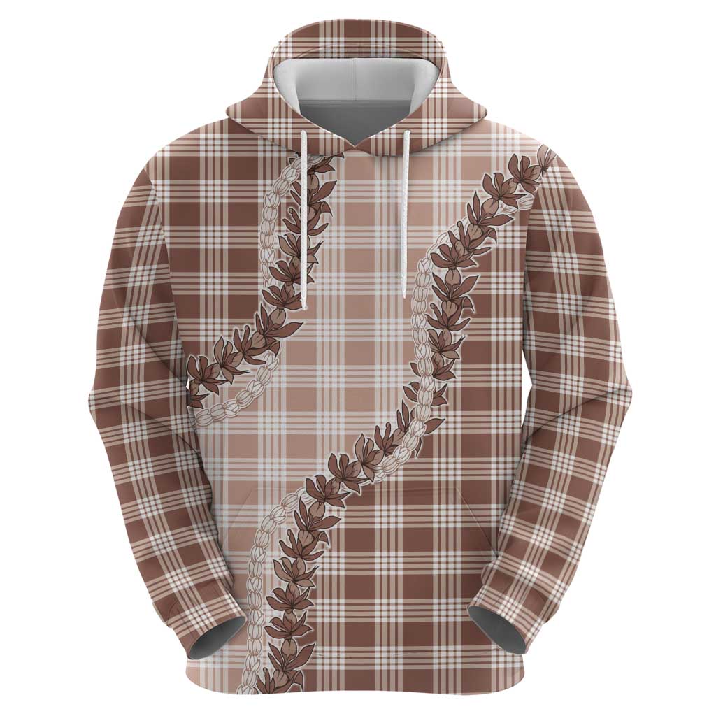 Beige Hawaii Palaka Zip Hoodie Hawaiian Pikake Lei