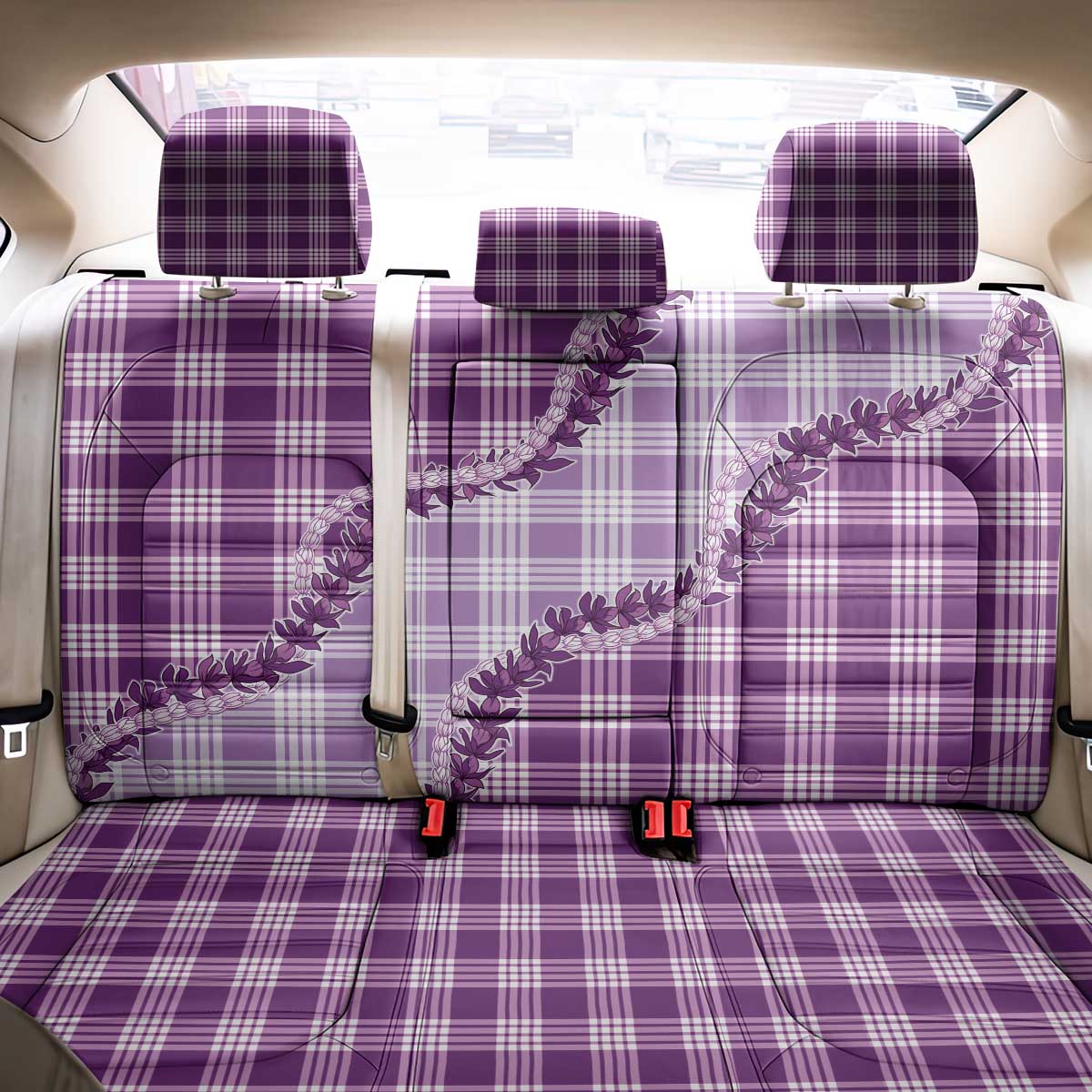 Violet Hawaii Palaka Back Car Seat Cover Hawaiian Pikake Lei