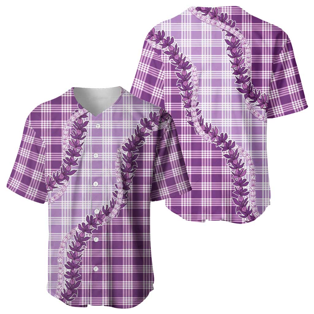 Violet Hawaii Palaka Baseball Jersey Hawaiian Pikake Lei