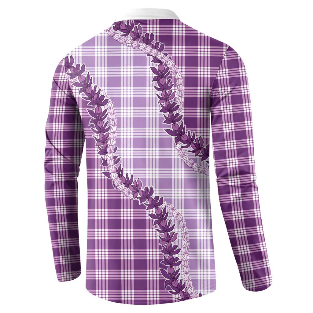 Violet Hawaii Palaka Button Sweatshirt Hawaiian Pikake Lei