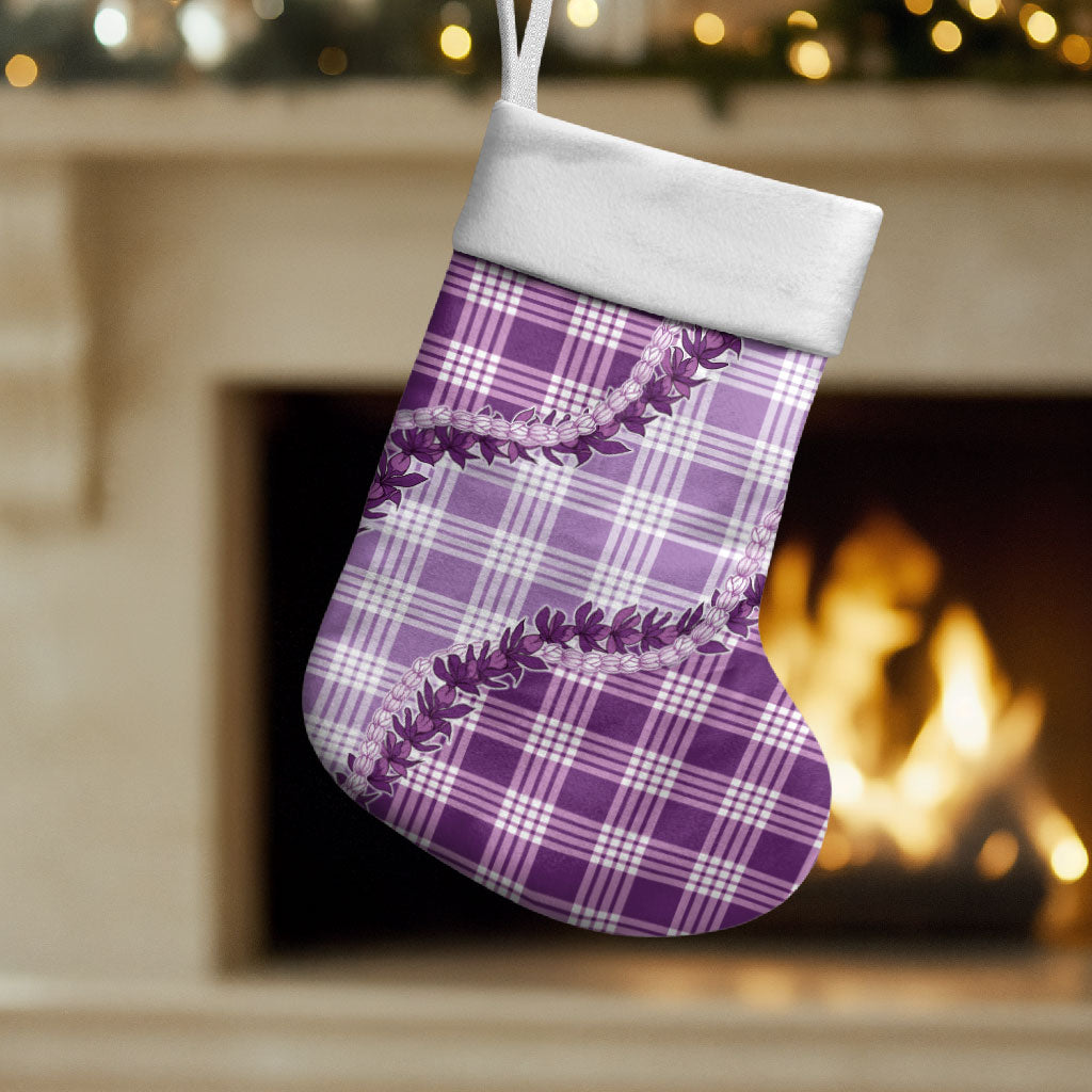 Violet Hawaii Palaka Christmas Stocking Hawaiian Pikake Lei LT05 Set of 2 Violet - Polynesian Pride