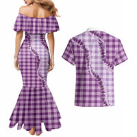 Violet Hawaii Palaka Couples Matching Mermaid Dress and Hawaiian Shirt Hawaiian Pikake Lei LT05 - Polynesian Pride