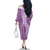 Violet Hawaii Palaka Family Matching Off The Shoulder Long Sleeve Dress and Hawaiian Shirt Hawaiian Pikake Lei LT05 - Polynesian Pride