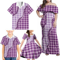 Violet Hawaii Palaka Family Matching Off Shoulder Maxi Dress and Hawaiian Shirt Hawaiian Pikake Lei LT05 - Polynesian Pride