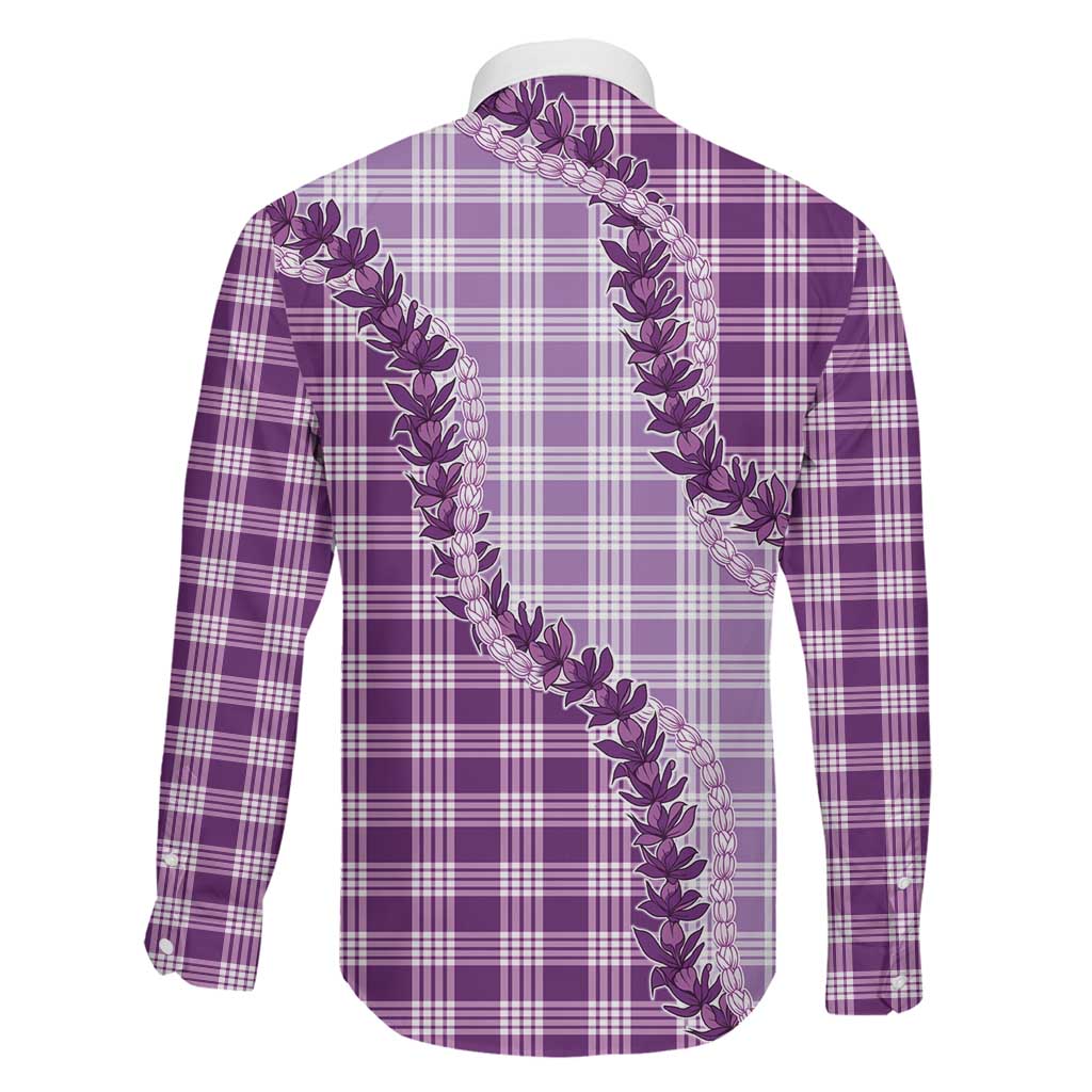 Violet Hawaii Palaka Family Matching Off Shoulder Maxi Dress and Hawaiian Shirt Hawaiian Pikake Lei LT05 - Polynesian Pride