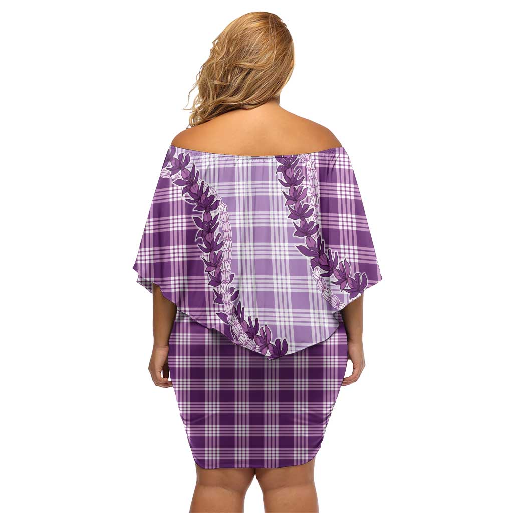 Violet Hawaii Palaka Family Matching Off Shoulder Short Dress and Hawaiian Shirt Hawaiian Pikake Lei LT05 - Polynesian Pride