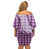 Violet Hawaii Palaka Family Matching Off Shoulder Short Dress and Hawaiian Shirt Hawaiian Pikake Lei LT05 - Polynesian Pride