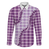 Violet Hawaii Palaka Family Matching Summer Maxi Dress and Hawaiian Shirt Hawaiian Pikake Lei LT05 Dad's Shirt - Long Sleeve Violet - Polynesian Pride
