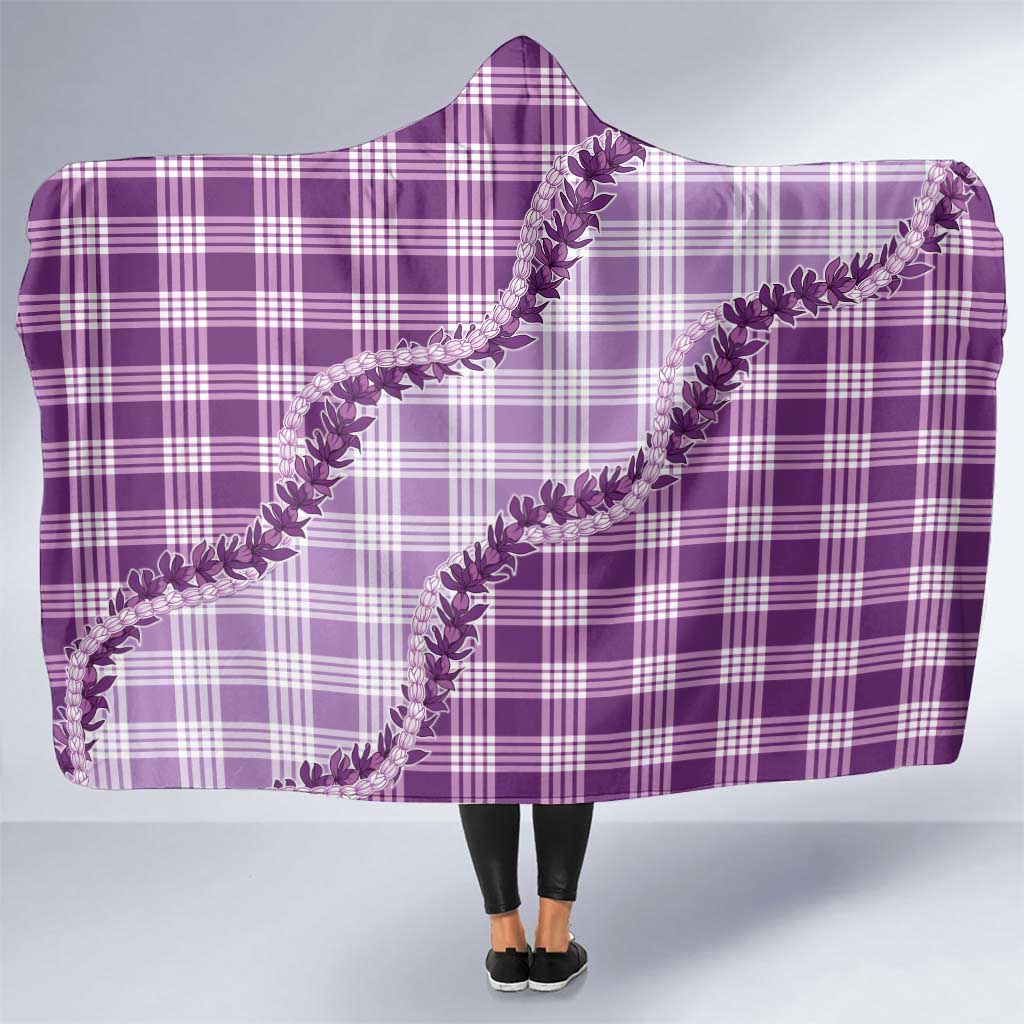 Violet Hawaii Palaka Hooded Blanket Hawaiian Pikake Lei