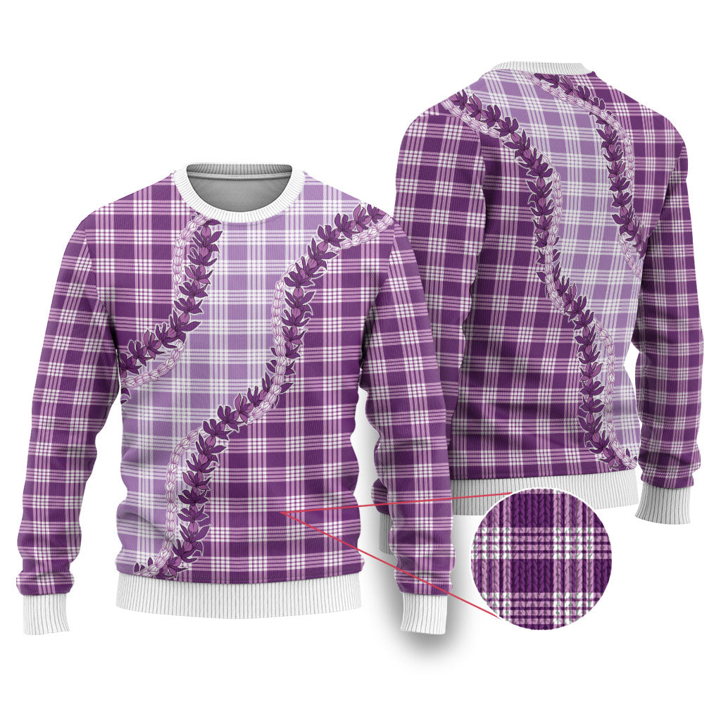 Violet Hawaii Palaka Ugly Christmas Sweater Hawaiian Pikake Lei LT05 Violet - Polynesian Pride